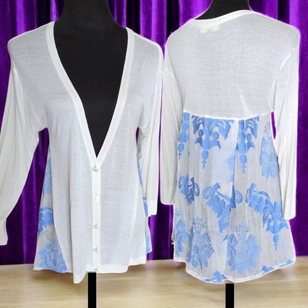 NWOT CARLOTTE TARANTOLA (MED) Lightweight 3 Qtr sleeve Cotton Silk Viscose Blend